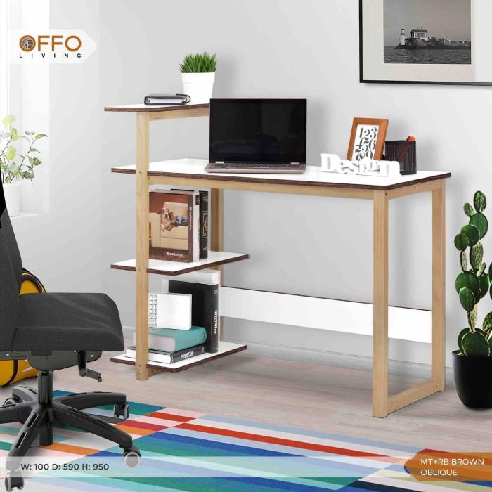 Terlaris Offo Living Furniture - Meja Tulis / Meja Belajar Dengan Rak Buku Aiko