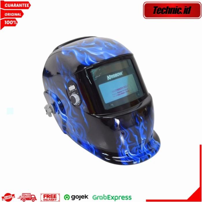 Terlaris Helm Las Krisbow Dengan Pengatur Gelap Kaca Hitam Kedok Las Topeng Las