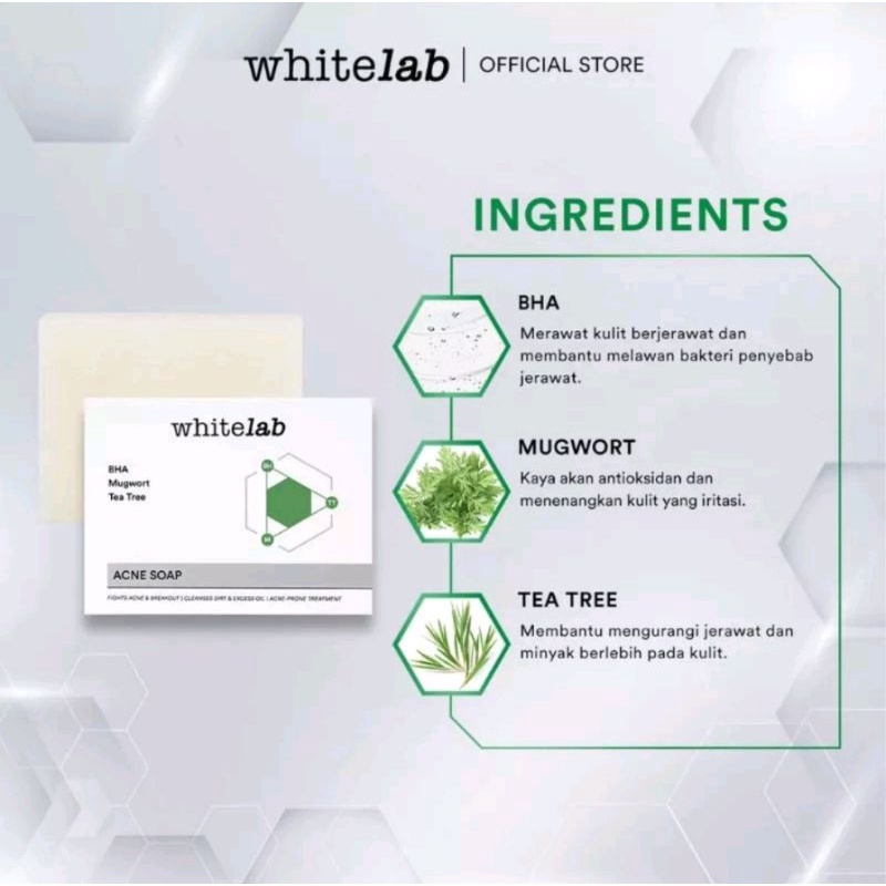 Whitelab Acne Bar Soap 80gr Sabun Batang Untuk Kulit Berjerawat