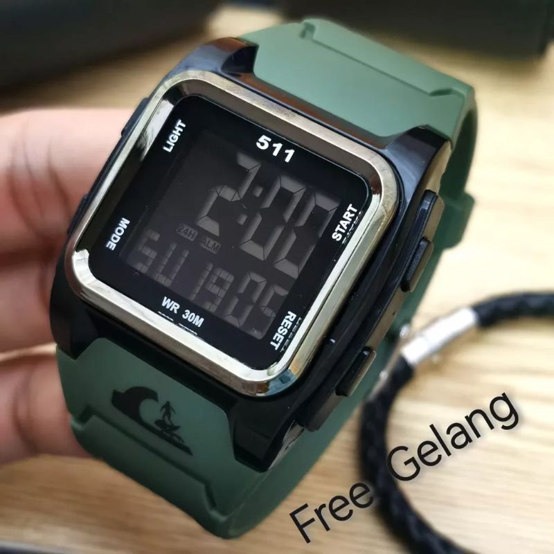 JAM TANGAN PRIA DIGITAL QS511 TALI RUBBER ANTI AIR