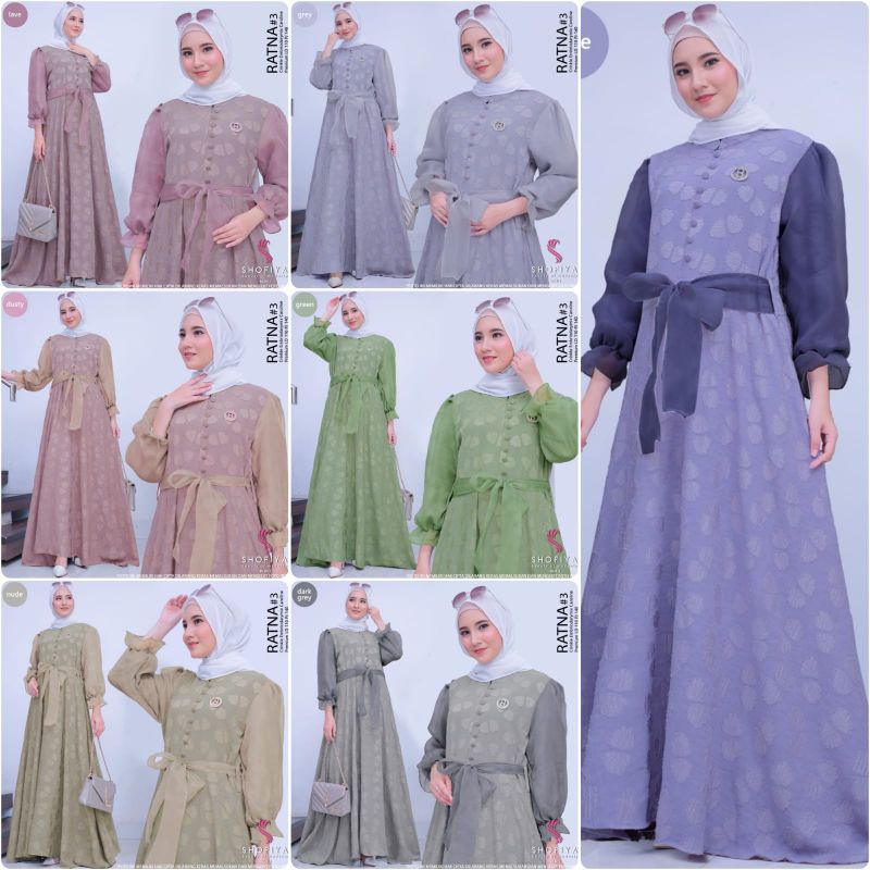 Gamis Wanita Ratna #3 / Gyana / Arundya / Fatina / Bandari Original Shofiya Mat Cringkle Embriodarymix Caroline Premium