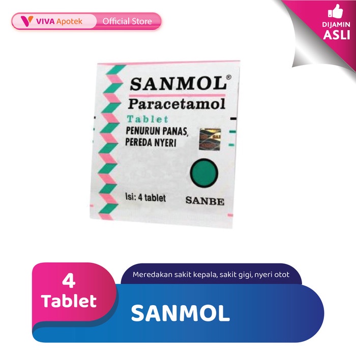 Sanmol Membantu Meringankan Sakit Kepala dan Demam (4 Tablet)