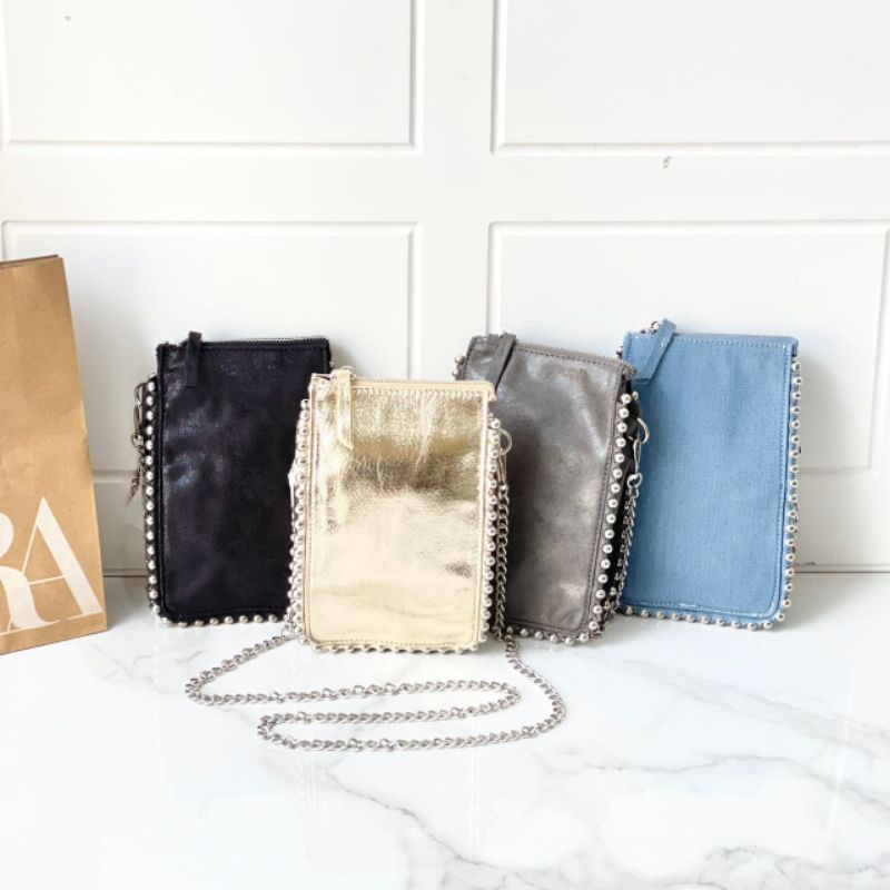 PROMO SALE Tas zara mini selempang phone bag tas hp hitam biru denim gold abu