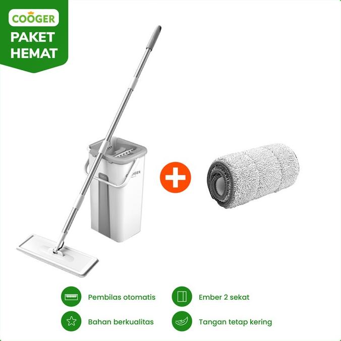 [PAKET HEMAT] COOGER Alat Pel Dengan Ember + Kain Refill Microfiber