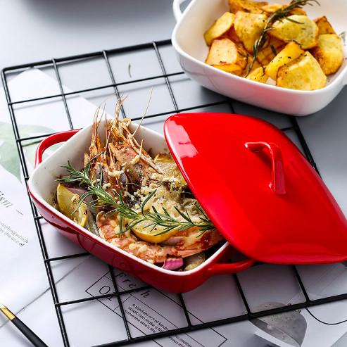 Terlaris Piring Saji Keramik Dengan Tutup Ceramic Baking Pan With Lid