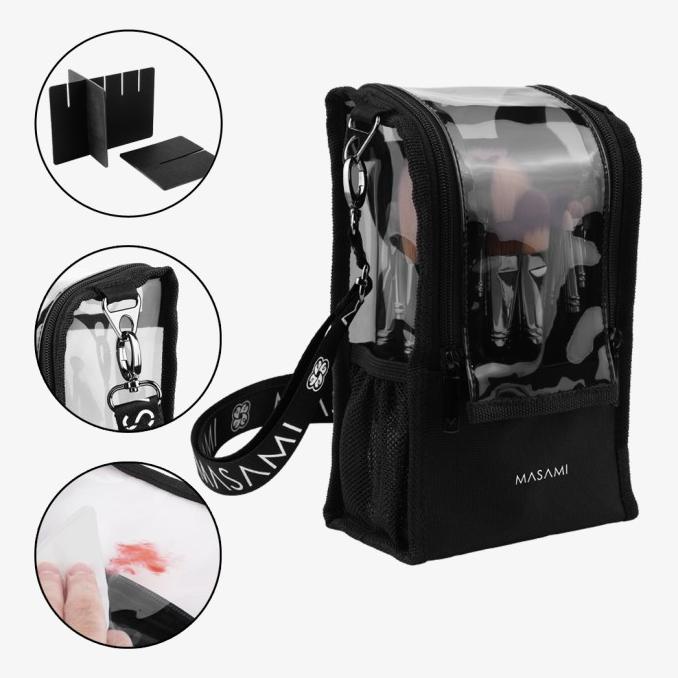 Masami Spotlight Bag Black / Tas Kuas Brush Makeup Pouch Transparan