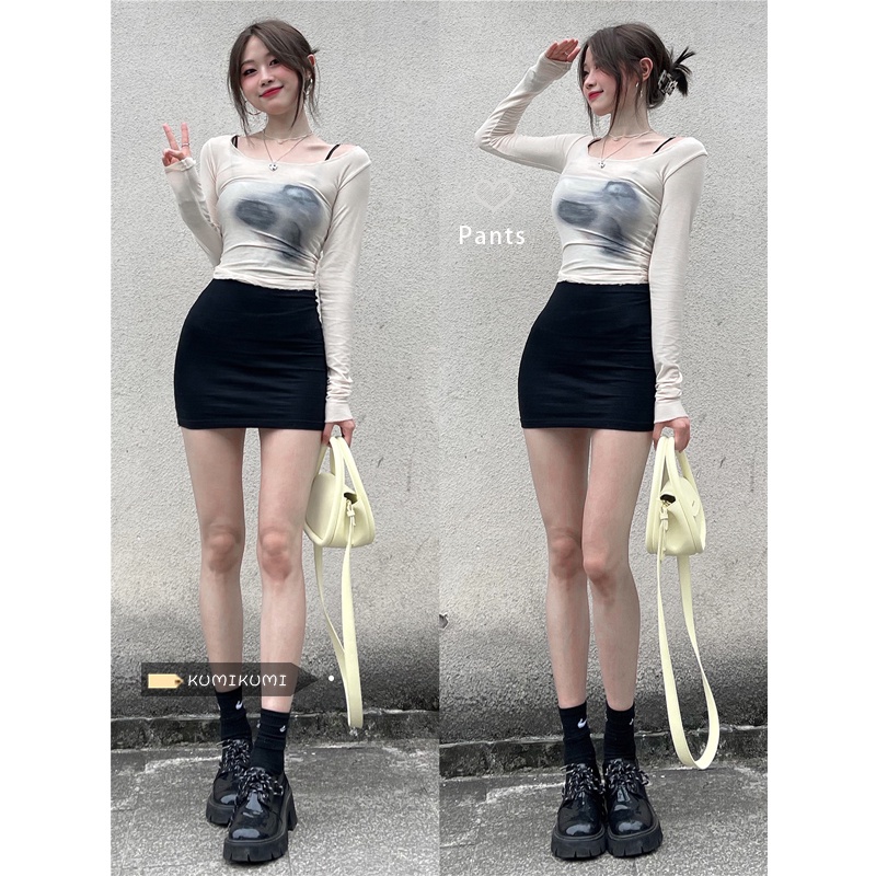 ♀♗❒gaun musim panas pantai musim panas ceruk tie-dye lengan panjang atas wanita ketat tas pinggul suspender rok fashion hot gadis setelan jas