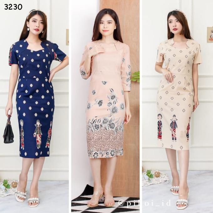 Dress Batik Wanita Modern / Dress span Batik / kantor / pesta / kerja