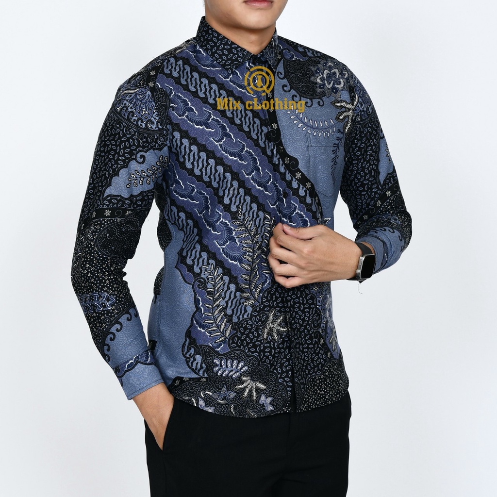 Baju Batik Pria Slimfit Kemeja Lengan Panjang Slim Premium Kode 1962