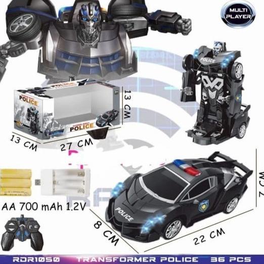 Mainan Mobil Remote Polisi Car Bisa Berubah Robot Mainan Anak Robot bah