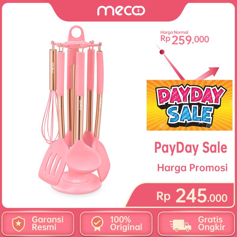 Mecoo Most Aesthetic 6 in 1 Antibacterial Odorless Spatula Set With Storage Rack 7 Pcs Premium Silic