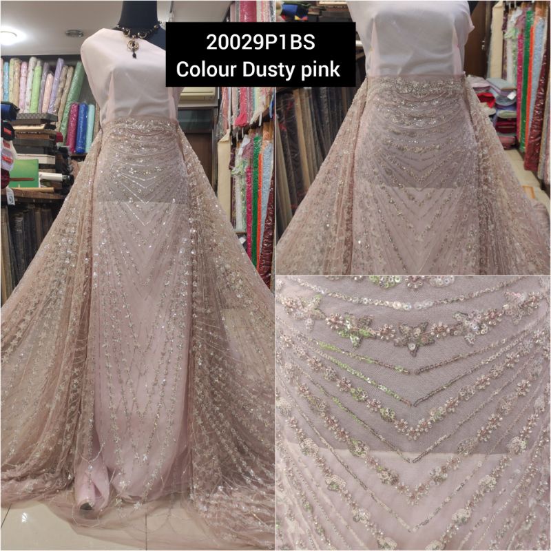 Kain Dress Tile Zuhair Batu Payet Ivana Bridal Import Dusty pink