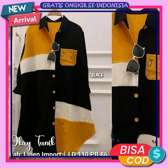 Tunik Wanita Terbaru 2023 Jumbo Tunik Remaja Kekinian 2023 Korean Style Tunic Crincle Airflow Atasan