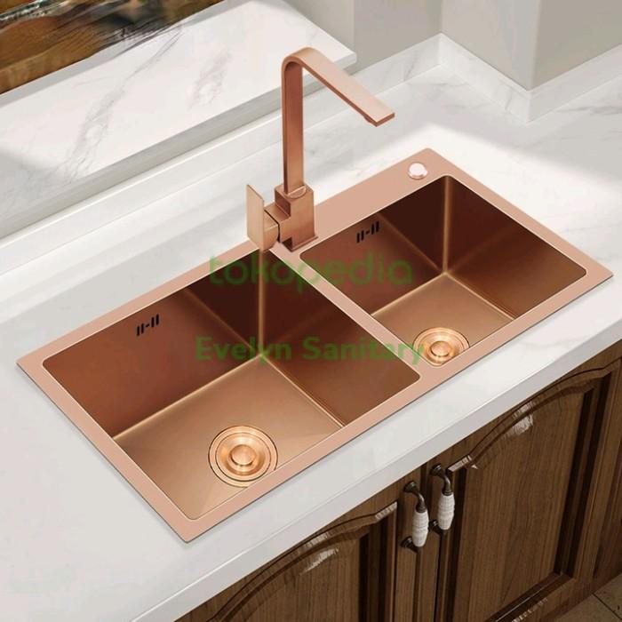 Terlaris Kitchen Sink 8143 Rose Gold Velar Original Stainless Steel Tebal