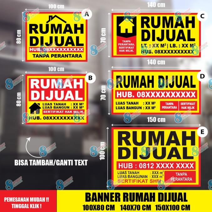 Spanduk Rumah Dijual/ Rumah Disewakan/ Rumah Dikontrakan/ Tanah dijual