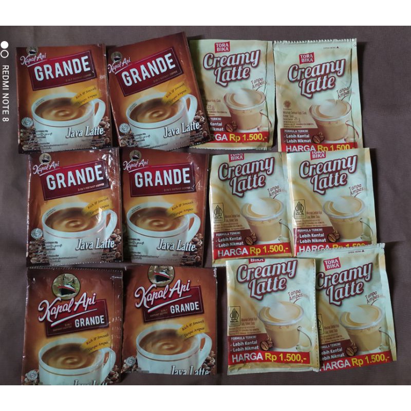 BUNGKUS SACHET KAPAL API GRANDE DAN CREAMY LATTE / BUNGKUS SACHET BEKAS BERSIH / UNTUK KERAJINAN