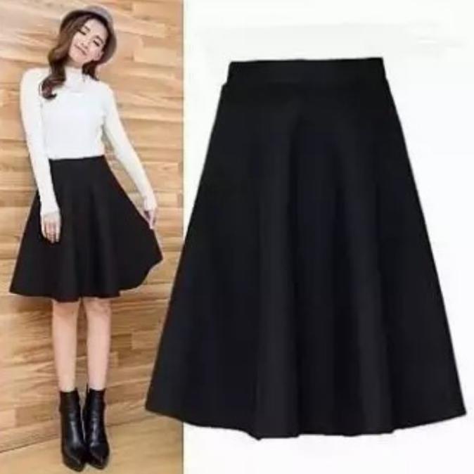 rok scuba payung / rok mini / rok midi flare skirt scuba pendek