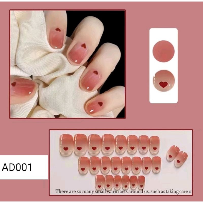 AD - Kuku Palsu Korea Fake Nail Cantik Lucu Cute Kawaii Murah Bagus Keren Nails Art Model Terbaru Ae