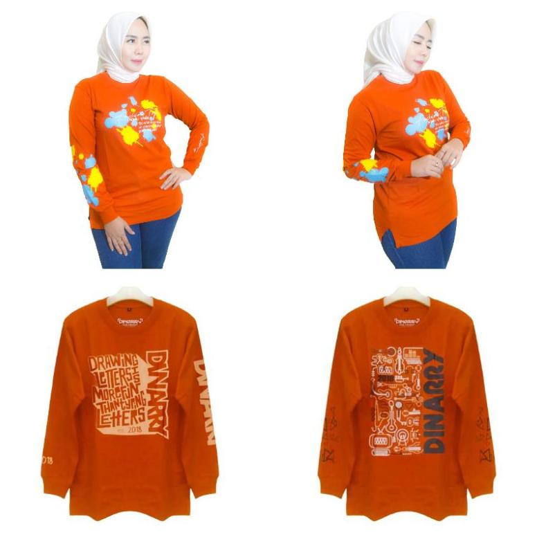Baru - Merah Bata Series ~ Kaos Dinarry Original Jumbo // Baju Wanita Lengan Panjang Size M - XXL //