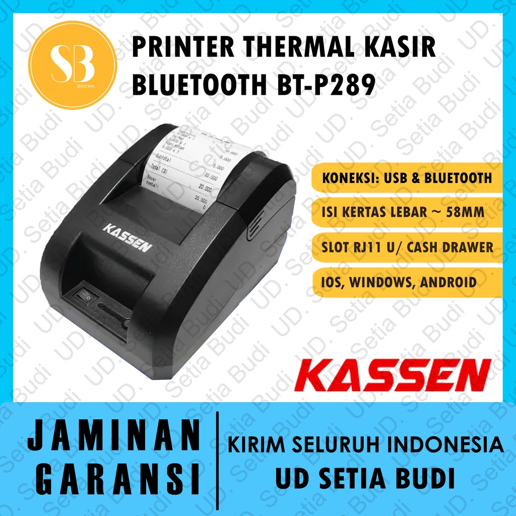 Thermal Printer USB dan Bluetooth Kassen BT-P289 POS Kasir RJ11