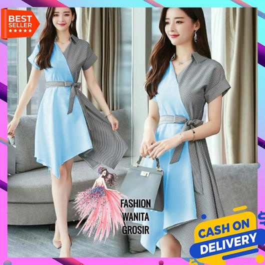 Dress Wanita Terbaru 2023 Korean Style Dewasa Baju Busui Sehari Hari Terusan Murah Perempuan Long Tu