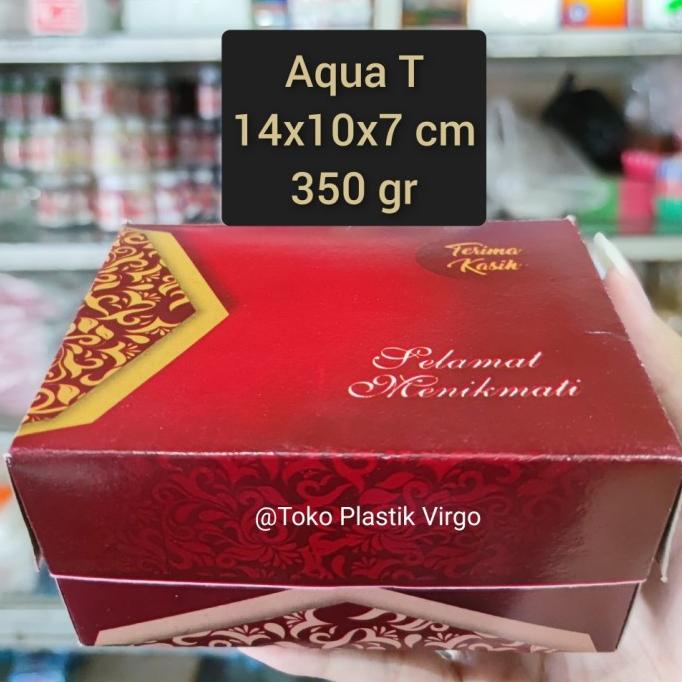 {{{{{{] Box / Kardus / Dus Snack Kue Makanan 14x10x7 cm - Aqua T Merah Emas
