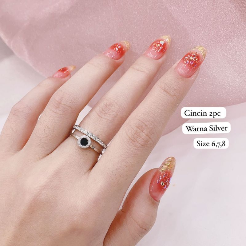Cincin Titanium Asli isi 2pc Premium Quality Anti karat anti alergi Stainless steel ori Ct023