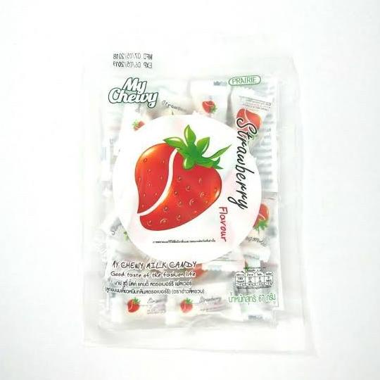 

MY CHEWY Prairie Milk Chewy Candy STRAWBERRY permen susu thailand 67gr