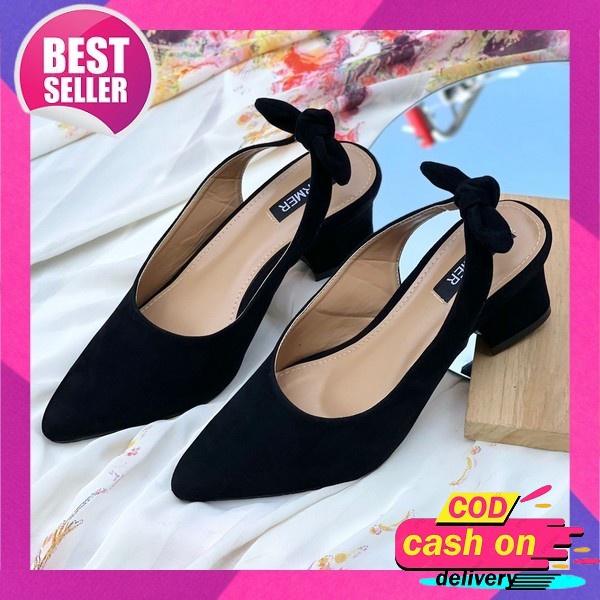 [Mylovabagshoes] Sepatu Sendal Zara Wanita Polos Kitten Heels Heel Hils Hills Hak Rendah Slip On Hee