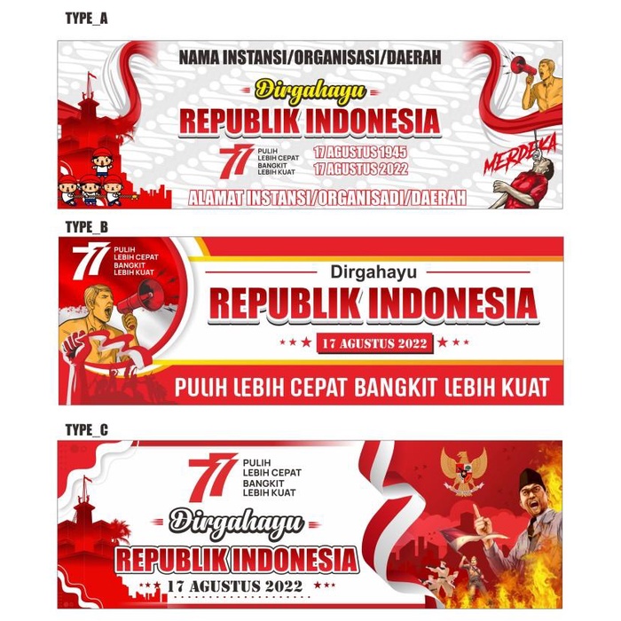 Terlaris Spanduk Hut R1 Ukuran 3X1 Meter Bisa Custom Tulisan, Spanduk Hut Ri