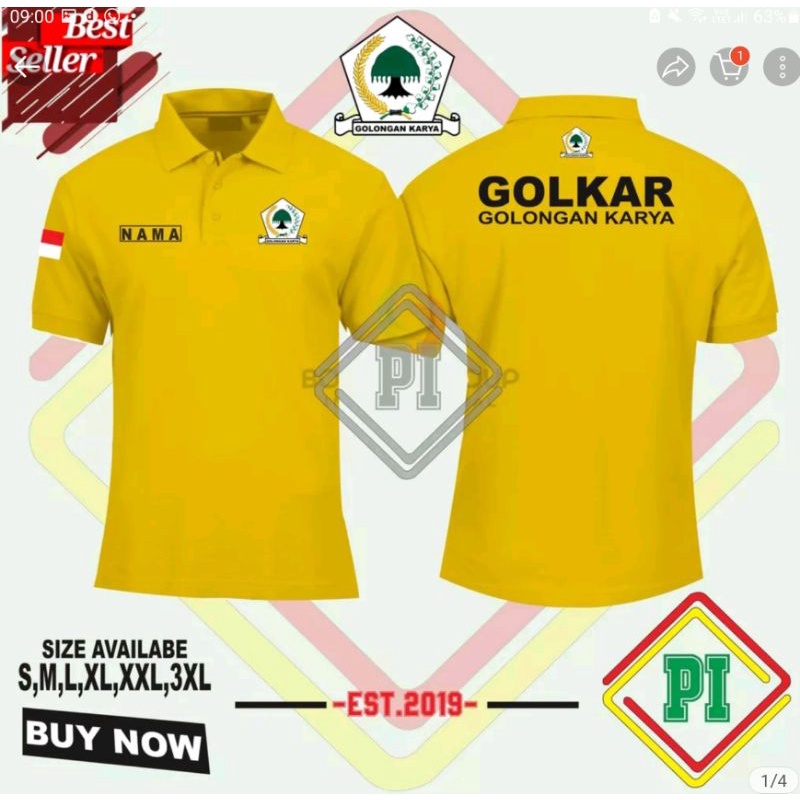 Baju Poloshirt Golkar 2024 bebas pilih warna
