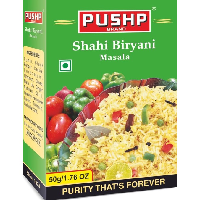 

paling diminati] PUSHP SHAHI BIRYANI MASALA BOX 50 GM