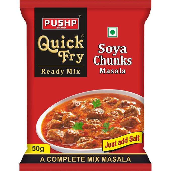 

+%+%+%] PUSHP BRAND QUICK FRY SOYA CHUNKS MASALA 50 GM