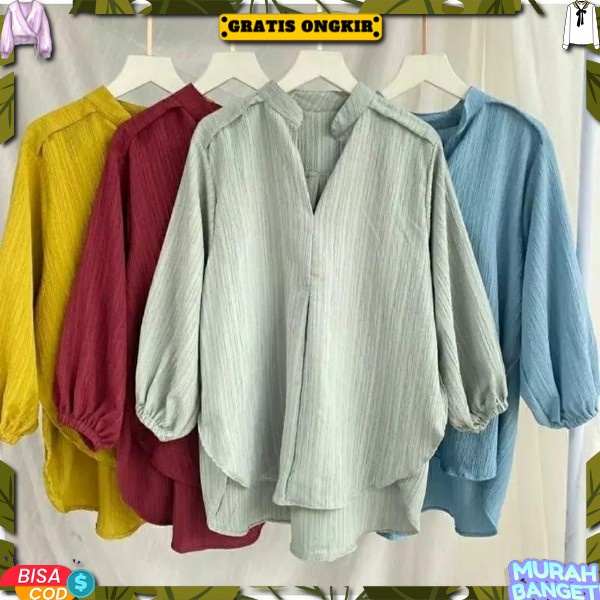 Top Shimer Tasyi Bangkok Atasan Perempuqn Lengan Balon Kemejq Kantor Blouse Wanita Keren Atasqn Cewe