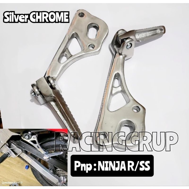 Step Ninja R Footstep Ninja R Postep Ninja R SS Satu Set Non Jomblo Varian Warna Silver Polish Untuk Motor Kawasaki Ninja R dan Ninja SS MSH Variasi Motor