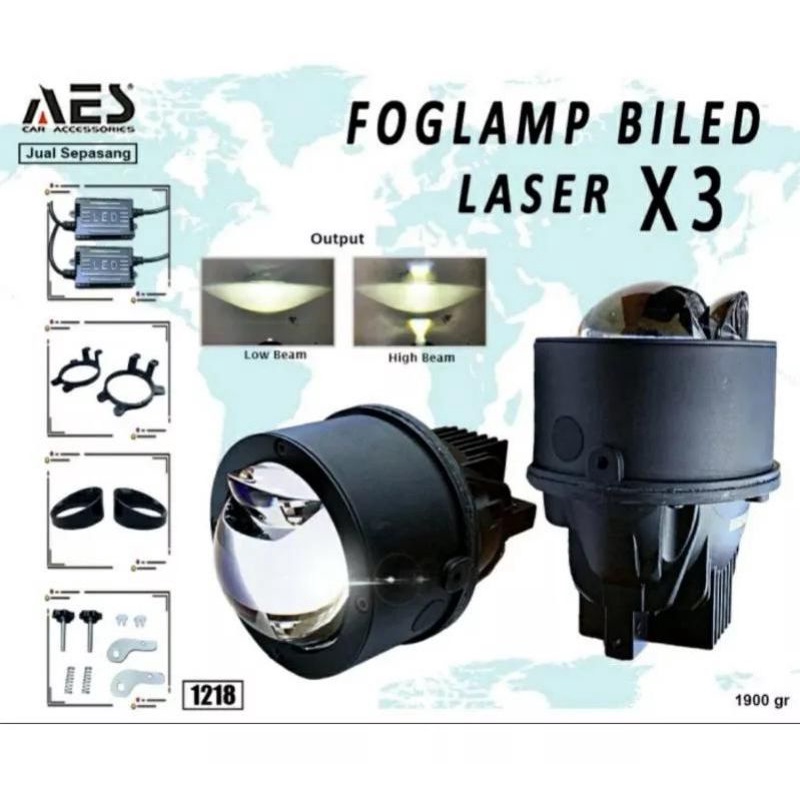 FOGLAMP BILED LASER ORIGINAL AES Q8 Q3 INNOVA VRZ VIOS YARIS EXPANDER PAJERO MIRAGE OUTLANDER JAZZ BRV CIVIC ERTIGA SWIFT