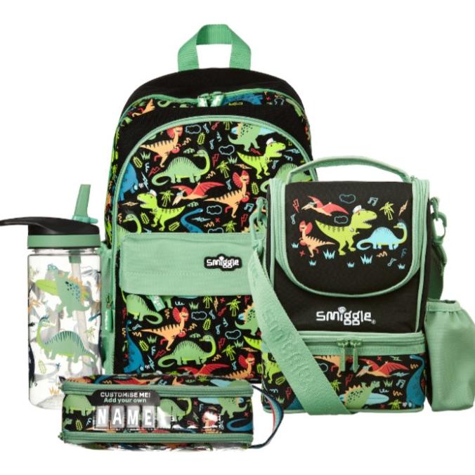 Ransel Smiggle Black Dino Wander Junior Backpack