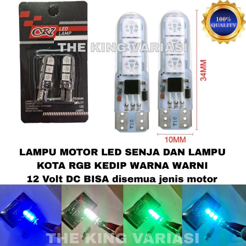 LAMPU LED MOTOR T10 JELLY KEDIP RGB / LAMPU SENJA MOTOR /LAMPU KOTA MOTOR LED KEDIP WARNA WARNI /LAM