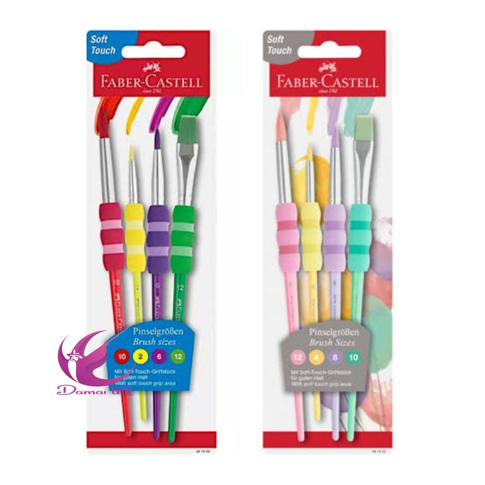 

FABER CASTELL GRIP PAINT BRUSH BRIGHT COLOUR / PASTEL SET KUAS LUKIS DENGAN BANTALAN EMPUK