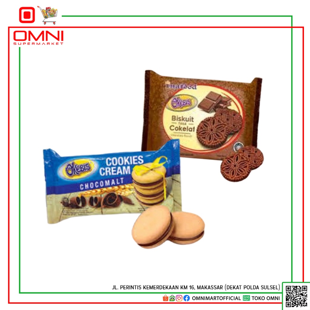 BISKUIT OKEBIS COOKIES CREAM CHOCOMALT 180 GR