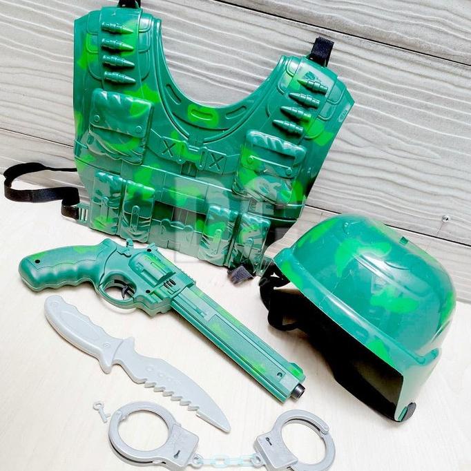 MAINAN ALAT KEAMANAN TENTARA HELM ROMPI TEMBAK ARMY MEN STRIKE SET MAFIA JAMBU