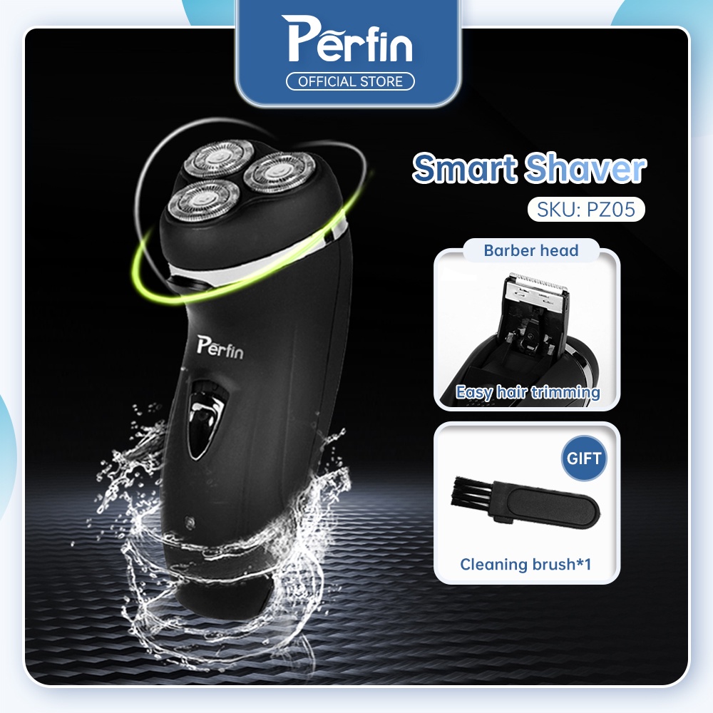 Perfin PZ05 Cukur Listrik 3D Alat Cukur Rambut Elektrik Travel Shaver - Hitam