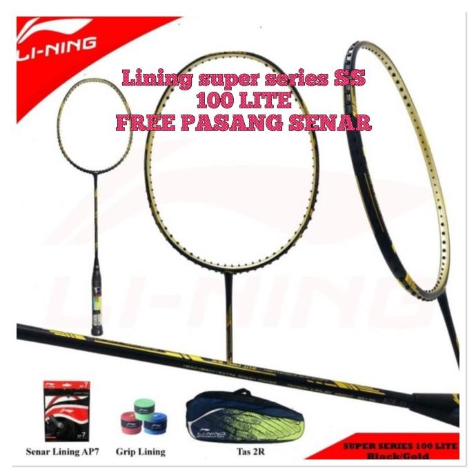 Raket Badminton LINING SUPER SERIES SS 100 LITE FULL SET komplit ORI