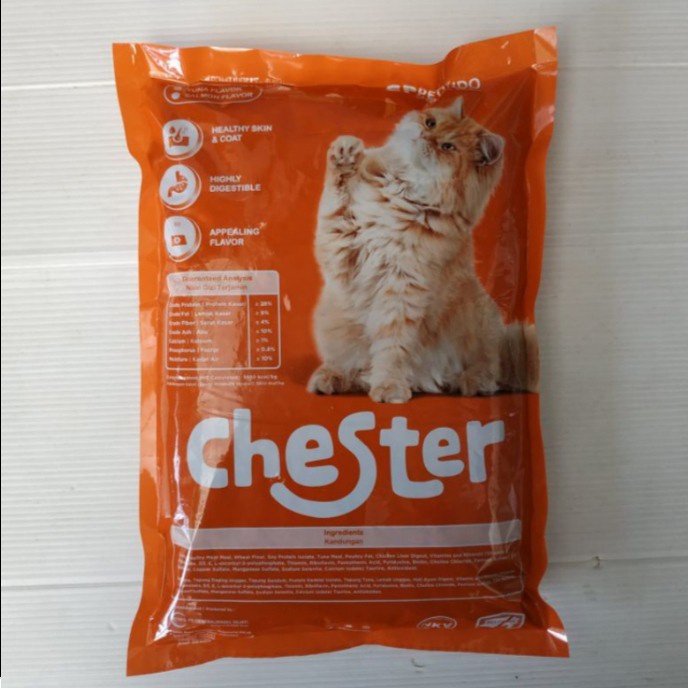 

Makanan Kucing Chester 1Kg Repack (Paket 4Kg)