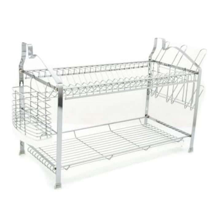 Dish Dryer Stora Rak Piring Besar Stainless 2 Tingkat