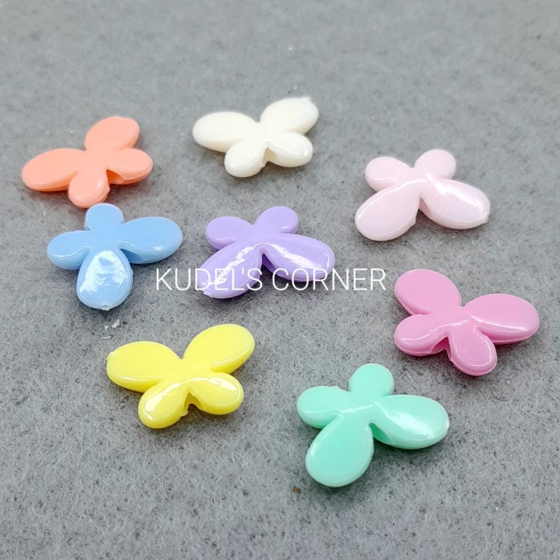 10gr/ 42pcs manik mote akrilik kupu-kupu mix pastel/ akrilik butterfly 10mmx15mm