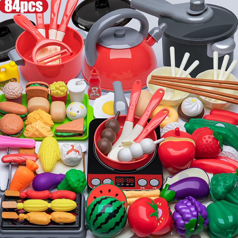 CHEKOUT 【COD】84pcs Mainan Dapur Anak Kitchen Set Masak masakan mainan dapur Cooking Set Mainan Anak 