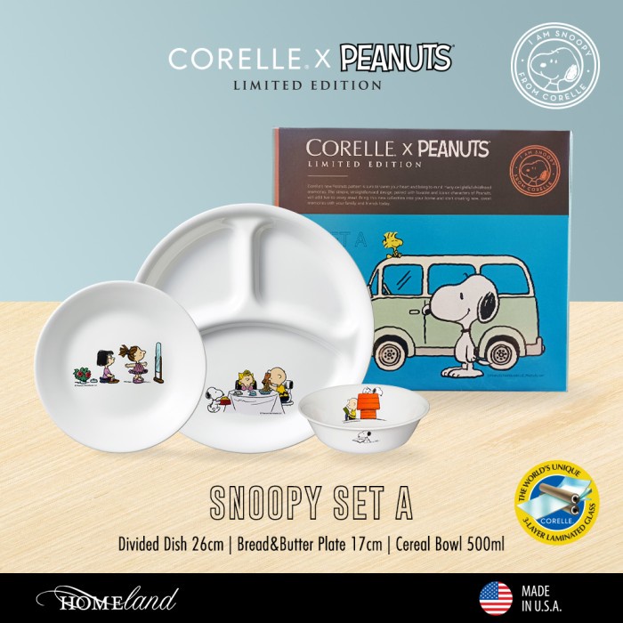 PROMO CORELLE SNOOPY KIDS SET / PIRING MAKAN ANAK ORIGINAL BEST SELLER