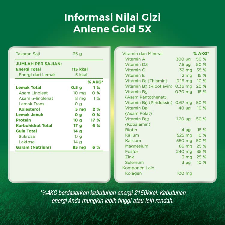 Anlene Gold 5X Susu Bubuk Dewasa Vanila 240g - Nutrisi Tinggi Kalsium Untuk Tulang, Sendi, dan Otot