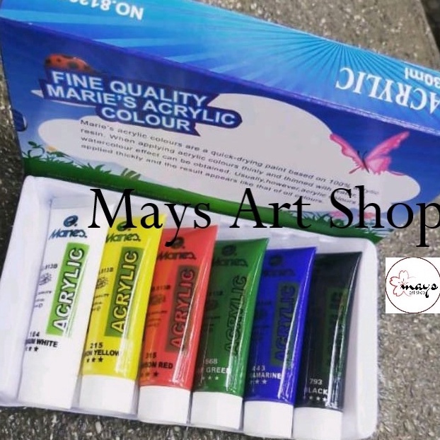 

BOOMING Cat Akrilik Set Lukis Maries Isi 6 Warna Dasar x 30 ml / Marie's Acrylic Paint Color 6x30 ml No 81306B Colour 6x30ml Anak / Profesional